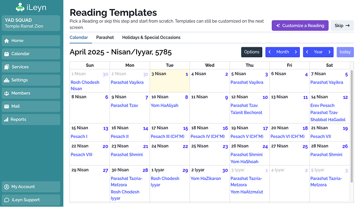 Biblical Readings and Prayer Davening Templates